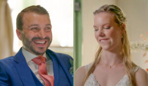 Tweeluik van MAFS 2026 deelnemers Luigi Volte uit Zevenaar en Kirsten Branderhorst uit Arnhem op hun trouwdag in het RTL4-programma Married at First Sight.